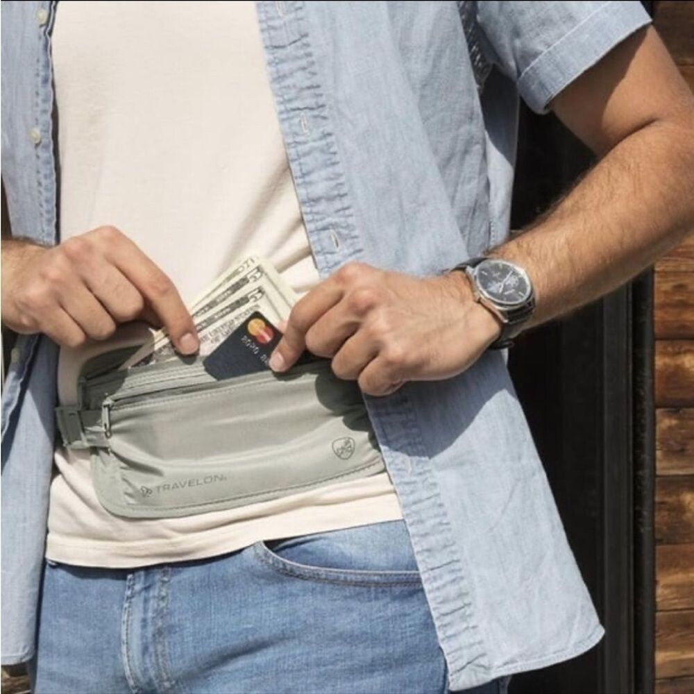 New Travelon Gray RFID Blocking Undergarment Waist Pouch Gray bag new - Picture 9 of 11